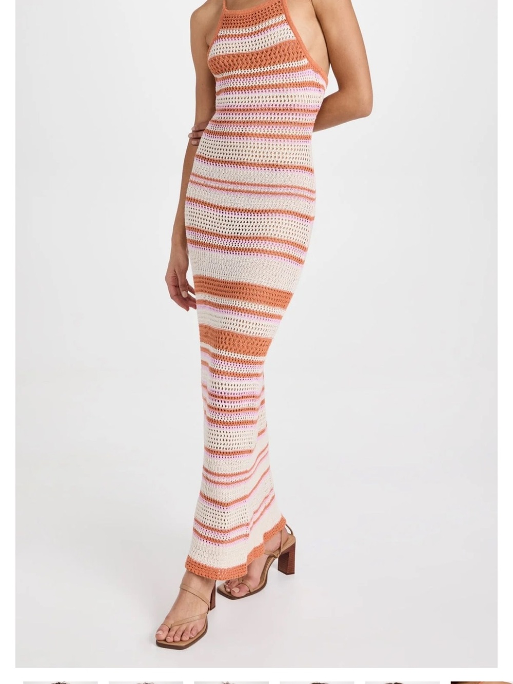 L*Space Striped Crochet Allegra Dress in pink, yellow and white, sz XL NWT